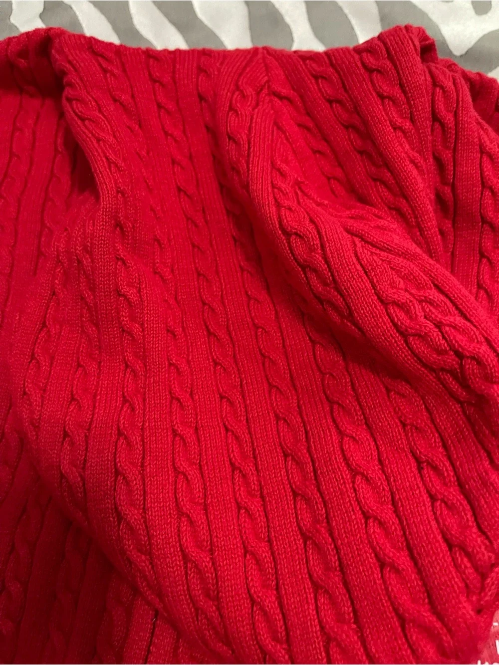 Ralph Lauren Red Cable-Knit Hooded Zip Sweater